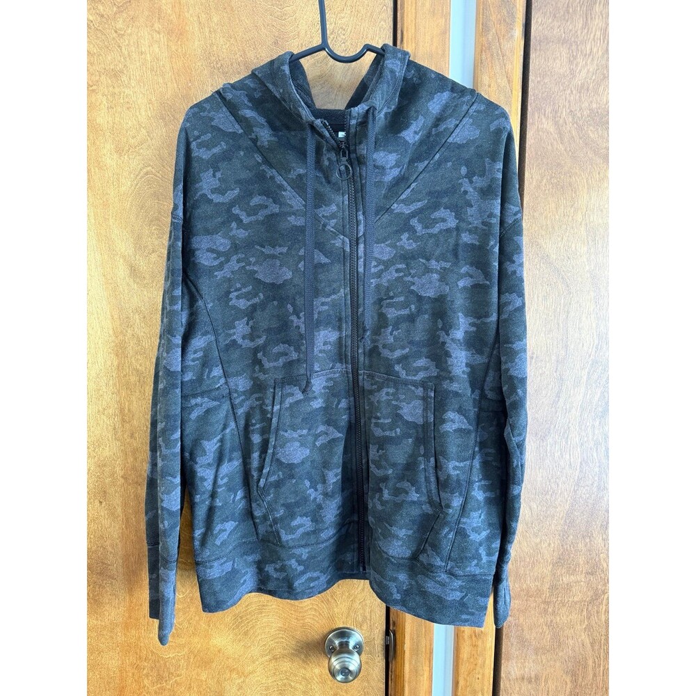 Fabletics Leah Oversized Hoodie Sz. Small     Black/Gray/Green Camo